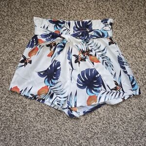 SHEIN Tropical Print High-Waisted Shorts